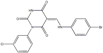 5-[(4-bromoanilino)methylene]-1-(3-chlorophenyl)-2,4,6(1H,3H,5H)-pyrimidinetrione Struktur