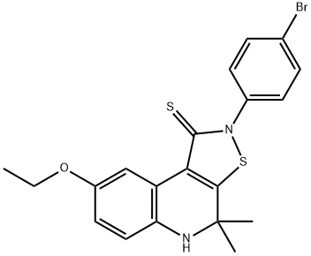 2-(4-bromophenyl)-8-ethoxy-4,4-dimethyl-4,5-dihydroisothiazolo[5,4-c]quinoline-1(2H)-thione Struktur