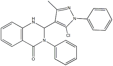 2-(5-chloro-3-methyl-1-phenyl-1H-pyrazol-4-yl)-3-phenyl-2,3-dihydro-4(1H)-quinazolinone Struktur