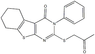 2-[(2-oxopropyl)sulfanyl]-3-phenyl-5,6,7,8-tetrahydro[1]benzothieno[2,3-d]pyrimidin-4(3H)-one Struktur