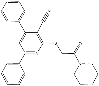 2-((2-oxo-2-piperidin-1-ylethyl)sulfanyl)-4,6-diphenylpyridine-3-carbonitrile Struktur