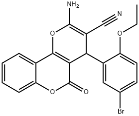 2-amino-4-(5-bromo-2-ethoxyphenyl)-5-oxo-4H,5H-pyrano[3,2-c]chromene-3-carbonitrile Struktur