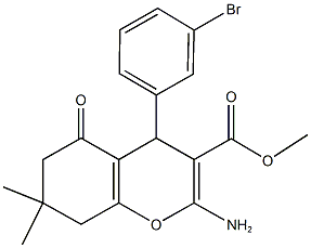 methyl 2-amino-4-(3-bromophenyl)-7,7-dimethyl-5-oxo-5,6,7,8-tetrahydro-4H-chromene-3-carboxylate Struktur