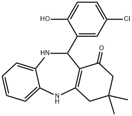 11-(5-chloro-2-hydroxyphenyl)-3,3-dimethyl-2,3,4,5,10,11-hexahydro-1H-dibenzo[b,e][1,4]diazepin-1-one Struktur