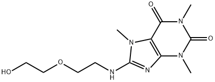 8-{[2-(2-hydroxyethoxy)ethyl]amino}-1,3,7-trimethyl-3,7-dihydro-1H-purine-2,6-dione Struktur