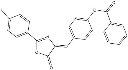 4-[(2-(4-methylphenyl)-5-oxo-1,3-oxazol-4(5H)-ylidene)methyl]phenyl benzoate Struktur