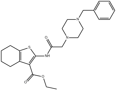 ethyl 2-{[(4-benzyl-1-piperazinyl)acetyl]amino}-4,5,6,7-tetrahydro-1-benzothiophene-3-carboxylate Struktur