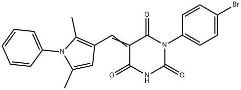 1-(4-bromophenyl)-5-[(2,5-dimethyl-1-phenyl-1H-pyrrol-3-yl)methylene]-2,4,6(1H,3H,5H)-pyrimidinetrione Struktur