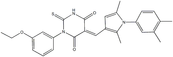 5-{[1-(3,4-dimethylphenyl)-2,5-dimethyl-1H-pyrrol-3-yl]methylene}-1-(3-ethoxyphenyl)-2-thioxodihydro-4,6(1H,5H)-pyrimidinedione Struktur