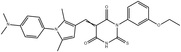 5-({1-[4-(dimethylamino)phenyl]-2,5-dimethyl-1H-pyrrol-3-yl}methylene)-1-(3-ethoxyphenyl)-2-thioxodihydro-4,6(1H,5H)-pyrimidinedione Struktur