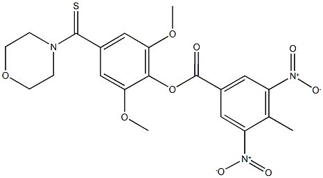 2,6-dimethoxy-4-(4-morpholinylcarbothioyl)phenyl 3,5-bisnitro-4-methylbenzoate Struktur