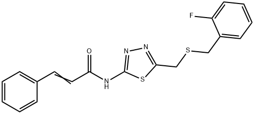 N-(5-{[(2-fluorobenzyl)sulfanyl]methyl}-1,3,4-thiadiazol-2-yl)-3-phenylacrylamide Struktur