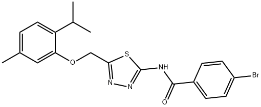 4-bromo-N-{5-[(2-isopropyl-5-methylphenoxy)methyl]-1,3,4-thiadiazol-2-yl}benzamide Struktur