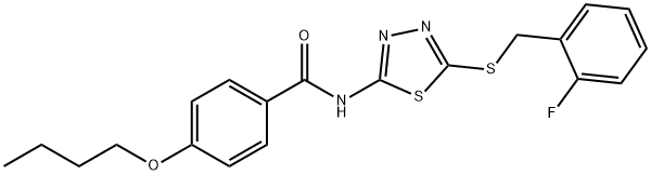 4-butoxy-N-{5-[(2-fluorobenzyl)sulfanyl]-1,3,4-thiadiazol-2-yl}benzamide Struktur