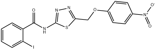 N-[5-({4-nitrophenoxy}methyl)-1,3,4-thiadiazol-2-yl]-2-iodobenzamide Struktur