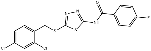 N-{5-[(2,4-dichlorobenzyl)sulfanyl]-1,3,4-thiadiazol-2-yl}-4-fluorobenzamide Struktur