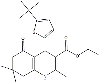 ethyl 4-(5-tert-butyl-2-thienyl)-2,7,7-trimethyl-5-oxo-1,4,5,6,7,8-hexahydro-3-quinolinecarboxylate Struktur