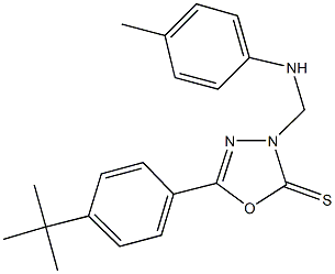 5-(4-tert-butylphenyl)-3-(4-toluidinomethyl)-1,3,4-oxadiazole-2(3H)-thione Struktur