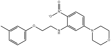 4-(4-nitro-3-{[2-(3-methylphenoxy)ethyl]amino}phenyl)morpholine Struktur