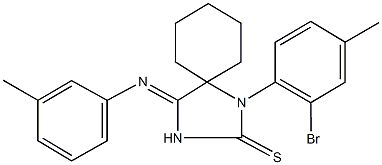 1-(2-bromo-4-methylphenyl)-4-[(3-methylphenyl)imino]-1,3-diazaspiro[4.5]decane-2-thione Struktur