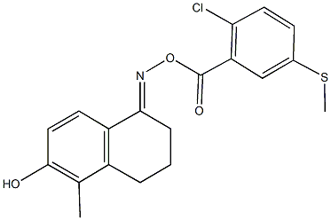 6-hydroxy-5-methyl-3,4-dihydro-1(2H)-naphthalenone O-[2-chloro-5-(methylsulfanyl)benzoyl]oxime Struktur