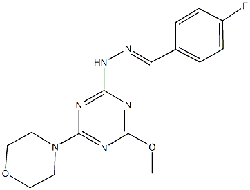 4-fluorobenzaldehyde [4-methoxy-6-(4-morpholinyl)-1,3,5-triazin-2-yl]hydrazone Struktur