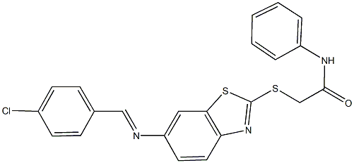 2-({6-[(4-chlorobenzylidene)amino]-1,3-benzothiazol-2-yl}sulfanyl)-N-phenylacetamide Struktur