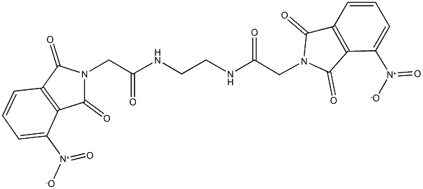 2-{4-nitro-1,3-dioxo-1,3-dihydro-2H-isoindol-2-yl}-N-{2-[({4-nitro-1,3-dioxo-1,3-dihydro-2H-isoindol-2-yl}acetyl)amino]ethyl}acetamide Struktur