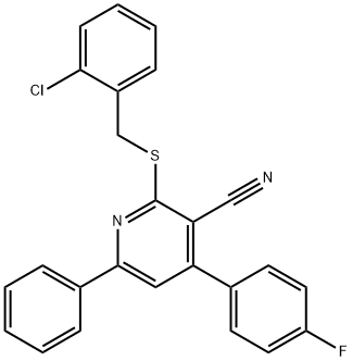 2-[(2-chlorobenzyl)sulfanyl]-4-(4-fluorophenyl)-6-phenylnicotinonitrile Struktur