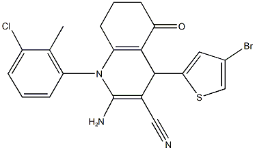 2-amino-4-(4-bromothien-2-yl)-1-(3-chloro-2-methylphenyl)-5-oxo-1,4,5,6,7,8-hexahydroquinoline-3-carbonitrile Struktur