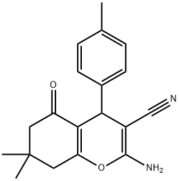 2-amino-7,7-dimethyl-4-(4-methylphenyl)-5-oxo-5,6,7,8-tetrahydro-4H-chromene-3-carbonitrile Struktur