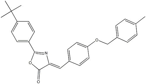 2-(4-tert-butylphenyl)-4-{4-[(4-methylbenzyl)oxy]benzylidene}-1,3-oxazol-5(4H)-one Struktur