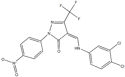 4-[(3,4-dichloroanilino)methylene]-2-{4-nitrophenyl}-5-(trifluoromethyl)-2,4-dihydro-3H-pyrazol-3-one Struktur