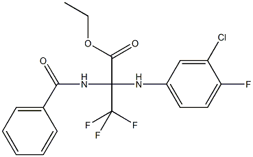 ethyl 2-(benzoylamino)-2-(3-chloro-4-fluoroanilino)-3,3,3-trifluoropropanoate Struktur