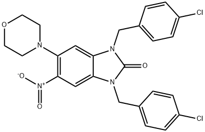 1,3-bis(4-chlorobenzyl)-5-nitro-6-(4-morpholinyl)-1,3-dihydro-2H-benzimidazol-2-one Struktur