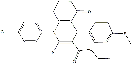 ethyl 2-amino-1-(4-chlorophenyl)-4-[4-(methylsulfanyl)phenyl]-5-oxo-1,4,5,6,7,8-hexahydro-3-quinolinecarboxylate Struktur