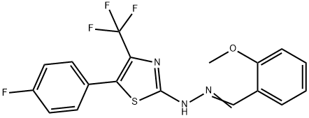 2-methoxybenzaldehyde [5-(4-fluorophenyl)-4-(trifluoromethyl)-1,3-thiazol-2-yl]hydrazone Struktur