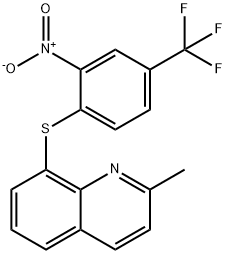 8-{[2-nitro-4-(trifluoromethyl)phenyl]sulfanyl}-2-methylquinoline Struktur