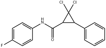 2,2-dichloro-N-(4-fluorophenyl)-3-phenylcyclopropanecarboxamide Struktur