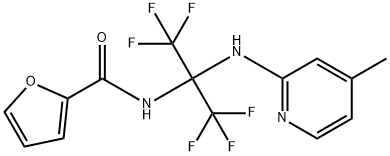 N-[2,2,2-trifluoro-1-[(4-methyl-2-pyridinyl)amino]-1-(trifluoromethyl)ethyl]-2-furamide Struktur