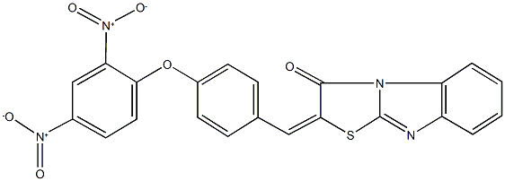 2-(4-{2,4-bisnitrophenoxy}benzylidene)[1,3]thiazolo[3,2-a]benzimidazol-3(2H)-one Struktur