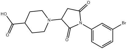 1-[1-(3-bromophenyl)-2,5-dioxo-3-pyrrolidinyl]-4-piperidinecarboxylic acid Struktur