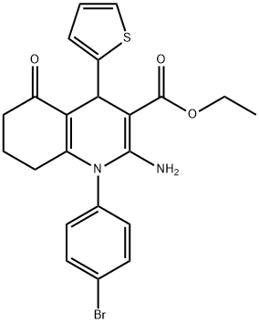 ethyl 2-amino-1-(4-bromophenyl)-5-oxo-4-(2-thienyl)-1,4,5,6,7,8-hexahydro-3-quinolinecarboxylate Struktur