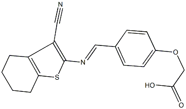 (4-{[(3-cyano-4,5,6,7-tetrahydro-1-benzothien-2-yl)imino]methyl}phenoxy)acetic acid Struktur