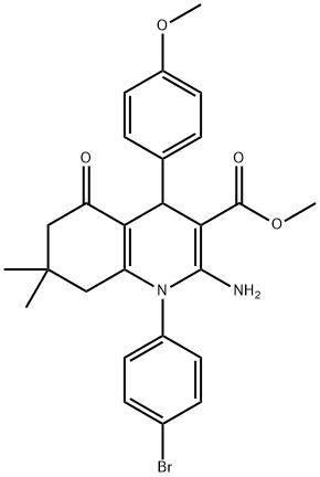 methyl 2-amino-1-(4-bromophenyl)-4-(4-methoxyphenyl)-7,7-dimethyl-5-oxo-1,4,5,6,7,8-hexahydro-3-quinolinecarboxylate Struktur