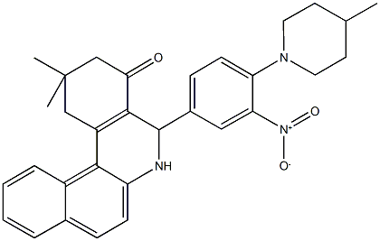 5-[3-nitro-4-(4-methyl-1-piperidinyl)phenyl]-2,2-dimethyl-2,3,5,6-tetrahydrobenzo[a]phenanthridin-4(1H)-one Struktur