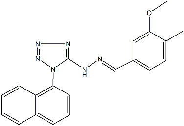 3-methoxy-4-methylbenzaldehyde [1-(1-naphthyl)-1H-tetraazol-5-yl]hydrazone Struktur