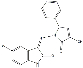 5-bromo-3-[(3-hydroxy-2-oxo-5-phenyl-2,5-dihydro-1H-pyrrol-1-yl)imino]-1,3-dihydro-2H-indol-2-one Struktur