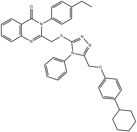 2-[({5-[(4-cyclohexylphenoxy)methyl]-4-phenyl-4H-1,2,4-triazol-3-yl}sulfanyl)methyl]-3-(4-ethylphenyl)-4(3H)-quinazolinone Struktur