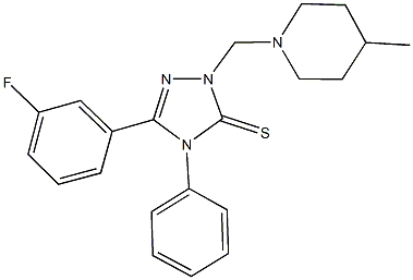 5-(3-fluorophenyl)-2-[(4-methyl-1-piperidinyl)methyl]-4-phenyl-2,4-dihydro-3H-1,2,4-triazole-3-thione Struktur